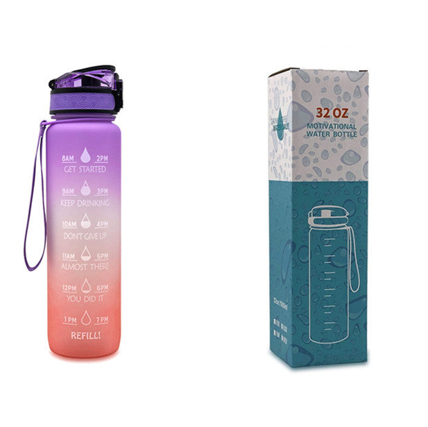 1L Tritan Water Bottle With Time Marker Motivational Water Bottle