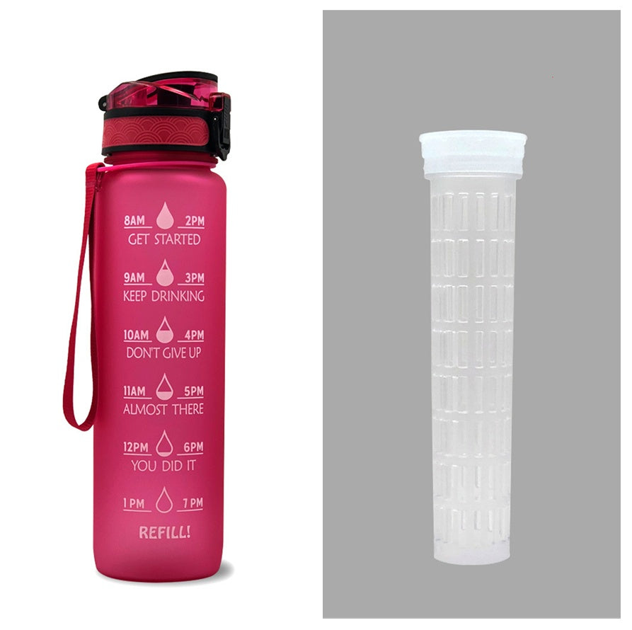 1L Tritan Water Bottle With Time Marker Motivational Water Bottle