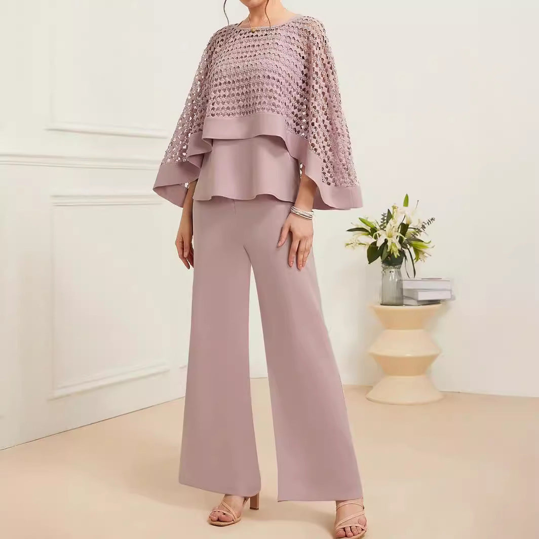 Women's Three-piece Shawl Wide-leg Trousers Casual Set