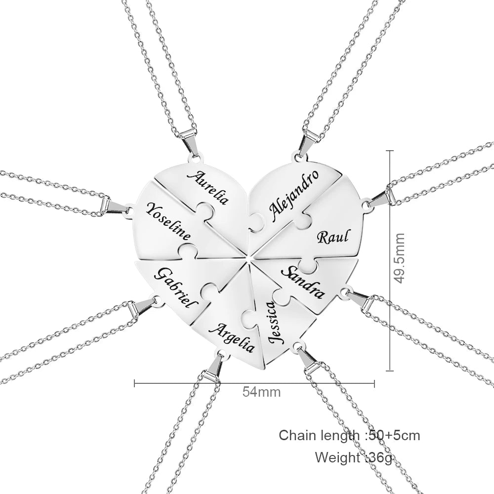 Custom Names Puzzled Heart Pendant Engraved Names