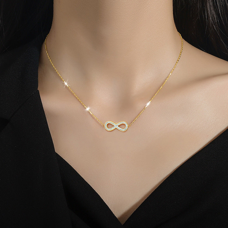 Bowknot Eyes Minimalist Stove Real Gold Necklace Women