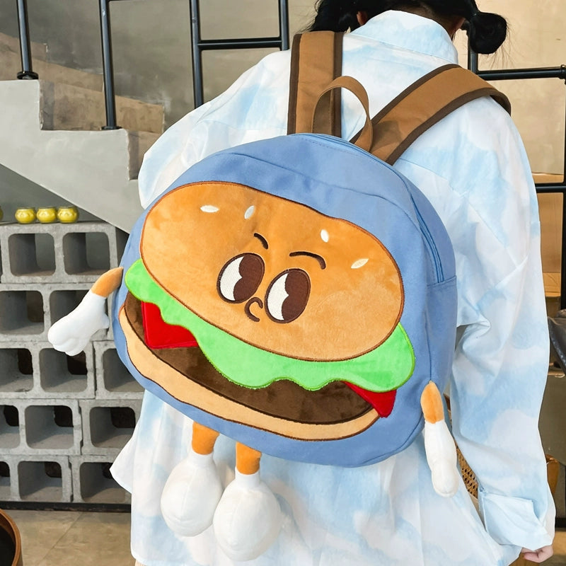 Backpack Cute Female Cartoon Canvas Class Hamburger