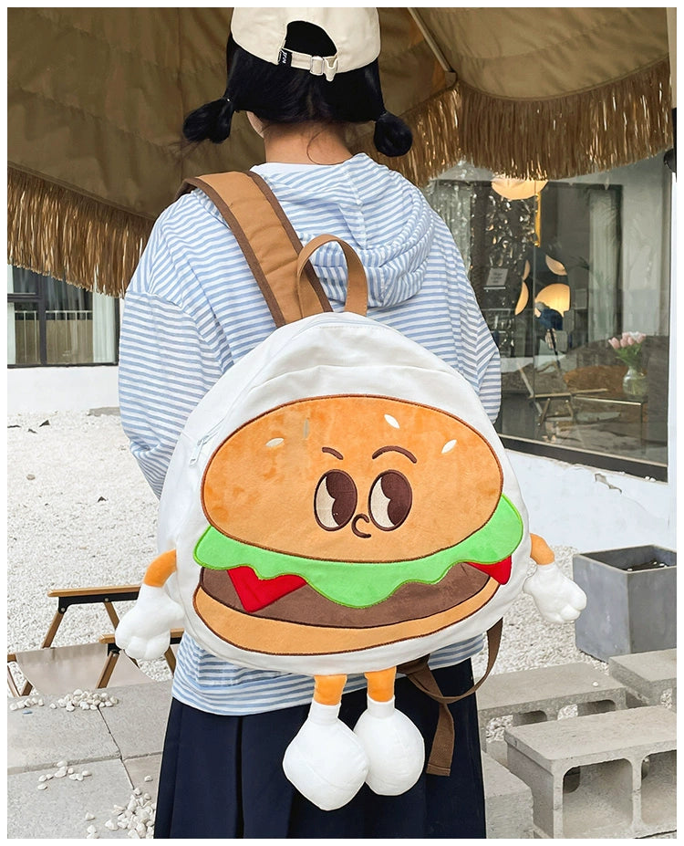 Backpack Cute Female Cartoon Canvas Class Hamburger