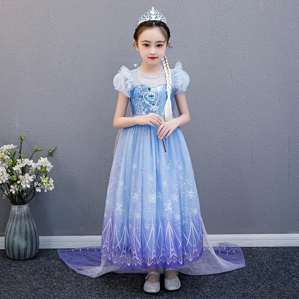 Girls Elsa Cosplay Princess Costume Frozen