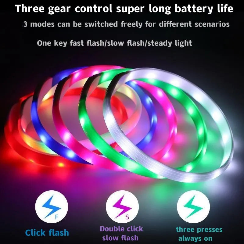 For Large Medium Small Dogs Collar Usb Light Night Safety Pet Glowing Waterproof