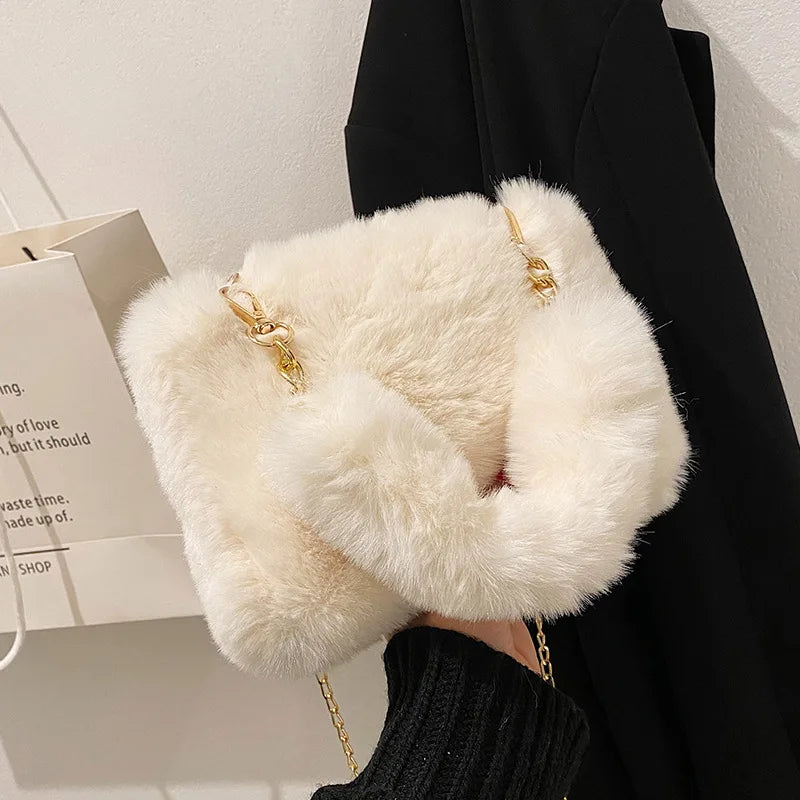 Autumn and Winter Plush Handbag Crossbody and shoulder