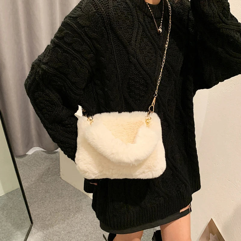 Autumn and Winter Plush Handbag Crossbody and shoulder