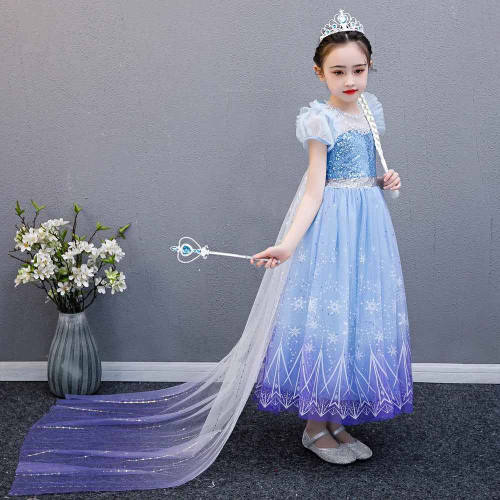 Girls Elsa Cosplay Princess Costume Frozen