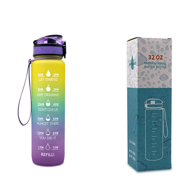 1L Tritan Water Bottle With Time Marker Motivational Water Bottle