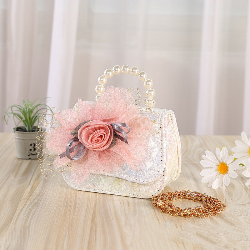 Flower Knitted Pearl Portable Diagonal Bag