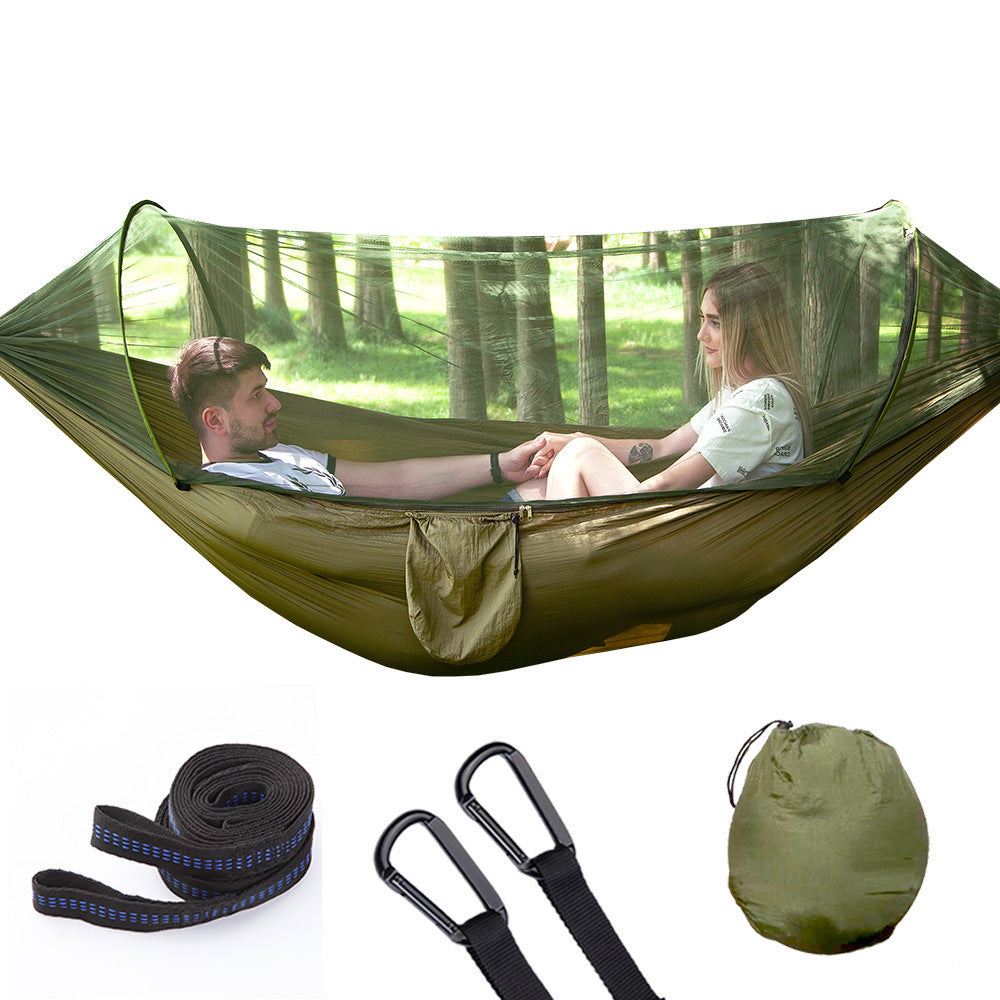 "Instant Relaxation: Fully Automatic Hammock with Built-in Mosquito Net ️"